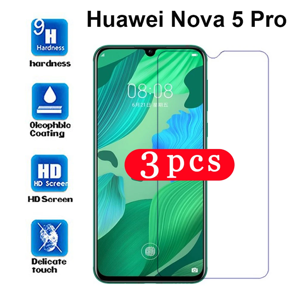 3Pcs 9H for huawei nova 5 5i pro 5T 5Z 4 4E tempered glass protective film nova 3 3i 3E phone screen protector smartphone Glass