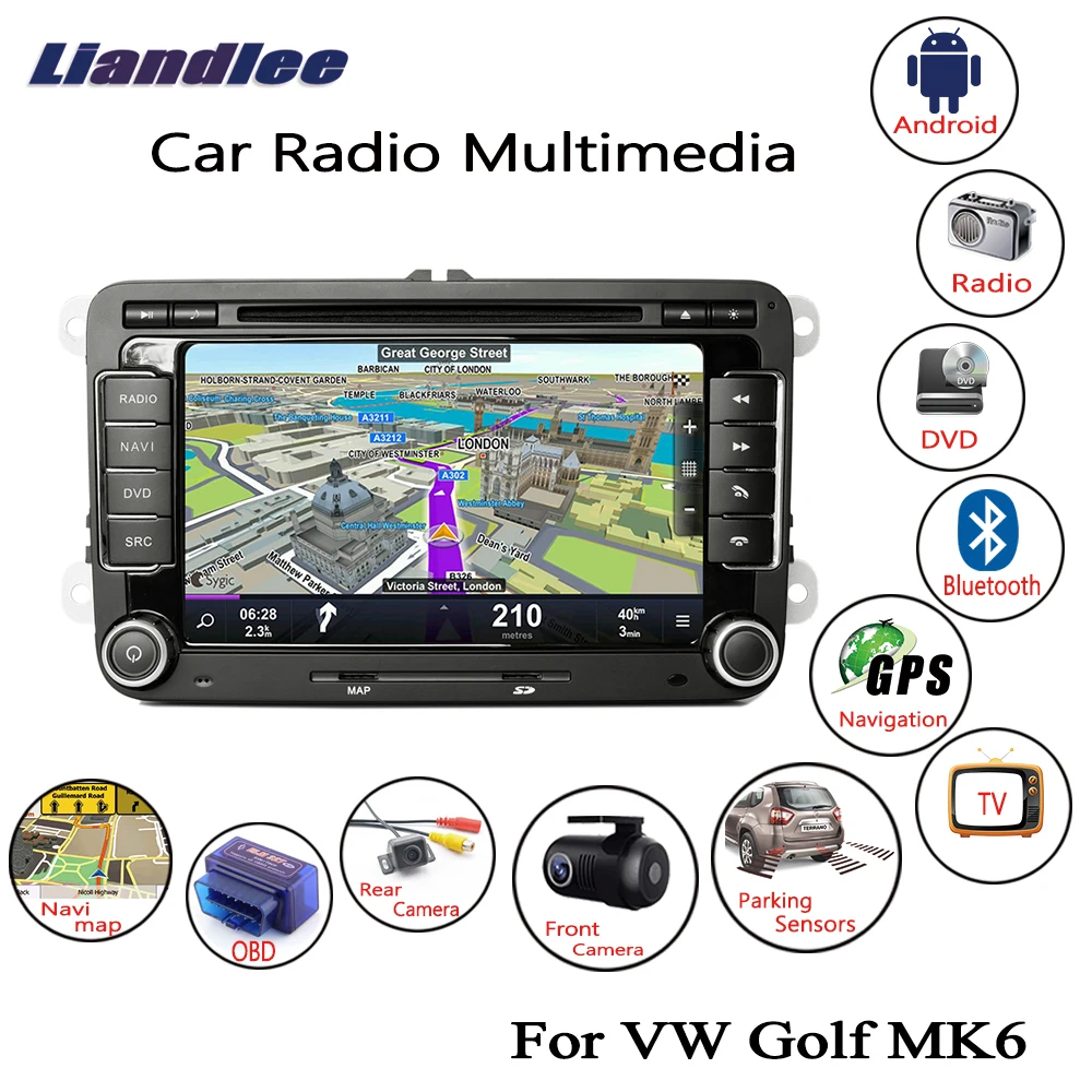 

For Volkswagen VW Golf MK6 2008-2014 2 Din Android Car Radio GPS Navi Maps CD DVD Player Camera OBD TV HD Screen