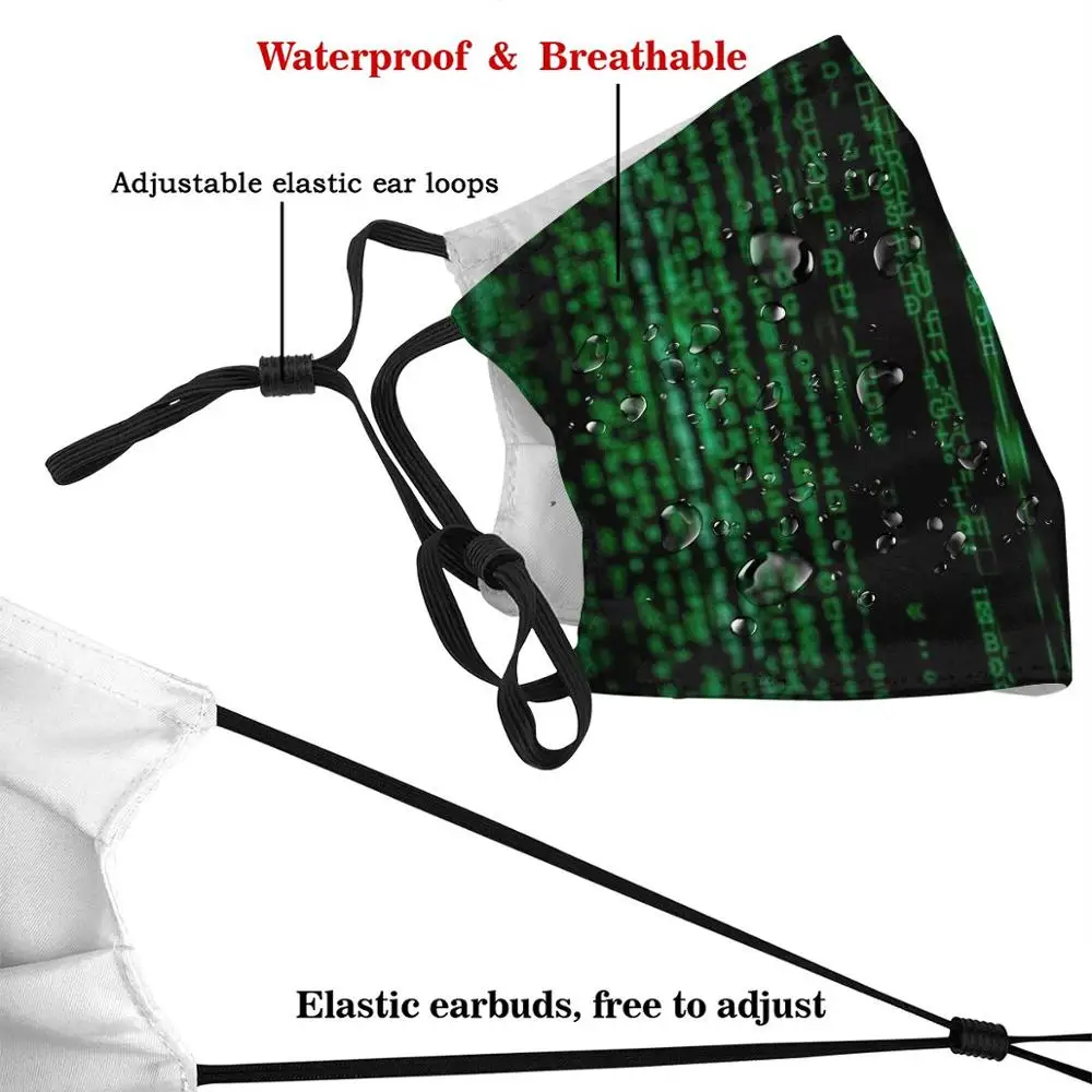 The Matrix Code Print Washable Filter Anti Dust Mouth Mask Funny Cool Old Fashion Oldschool Great Like Fun Good Amazing Cyber