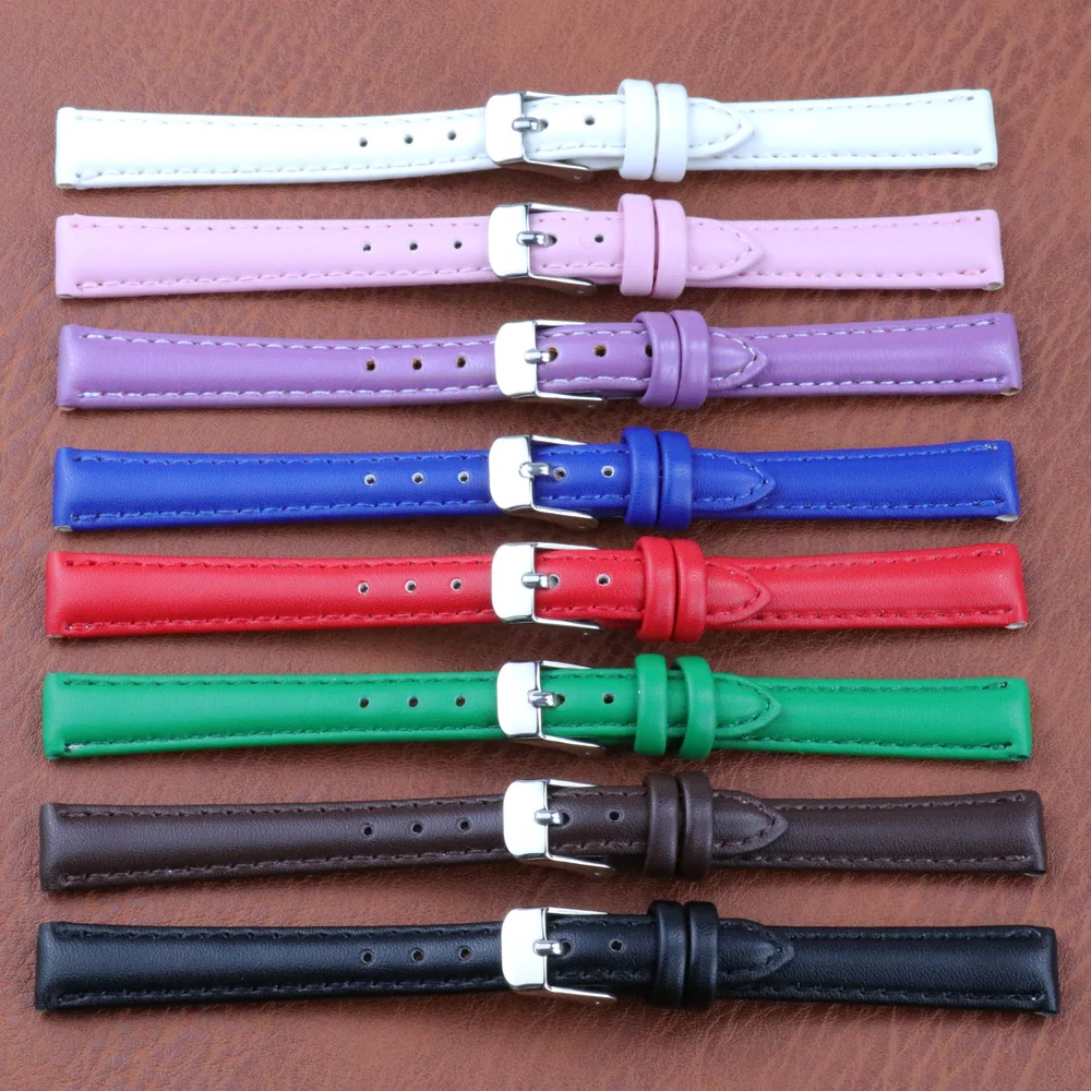 Bracelet de montre en cuir véritable pour femmes, bracelet coloré, bracelet de montre pour enfants, ceinture violette, accessoires de bracelet de