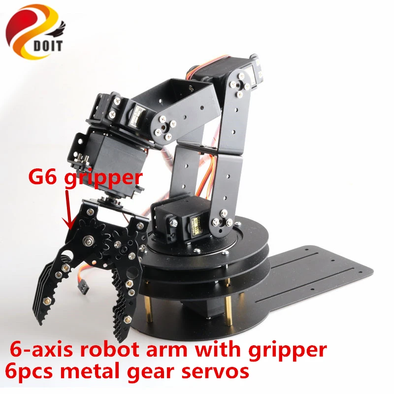 

SZDOIT Metal 6DOF Robotic 6-Axis Robot Arm with Gripper Kit with 6pcs Servos DIY for Arduino Education