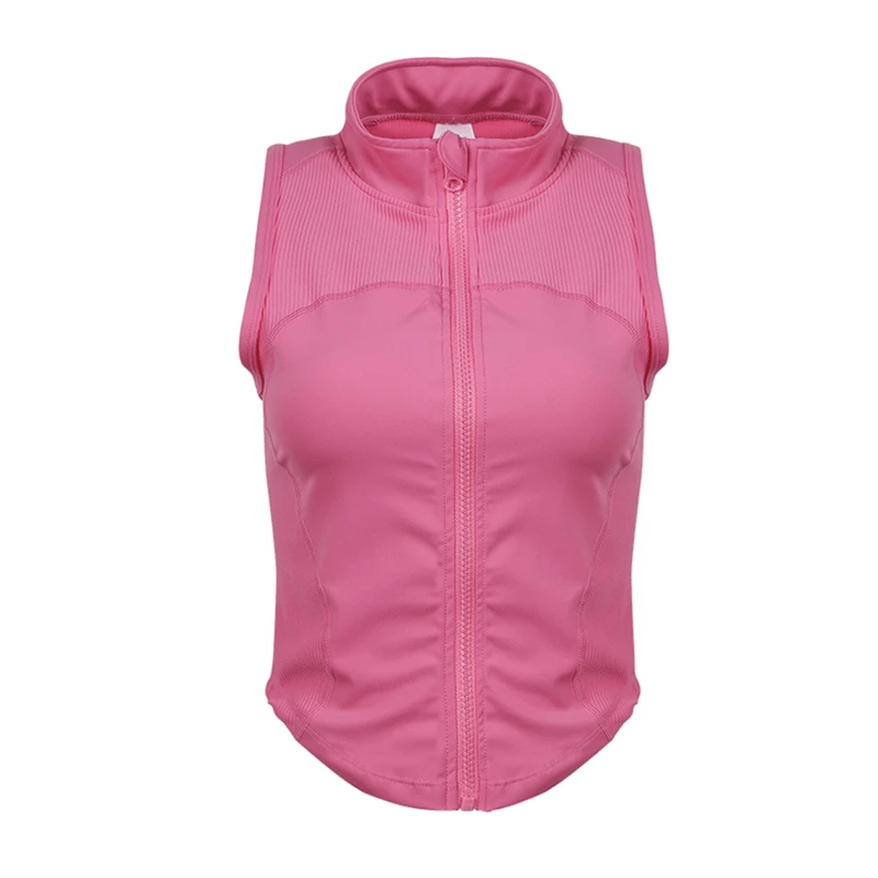 Summer Gym Training Shirts Women Sleeveless Zipper Yoga Tops For Running Workout Quick Dry Vest Female Casual Fitness Sportswear