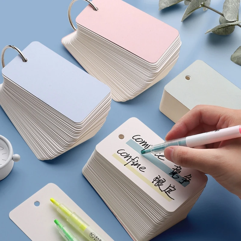 100 Sheets Mini Flipping Cardboard Flash Cards Index Cards with Iron Binder Refillable Blank Binder Memo Pad for Student