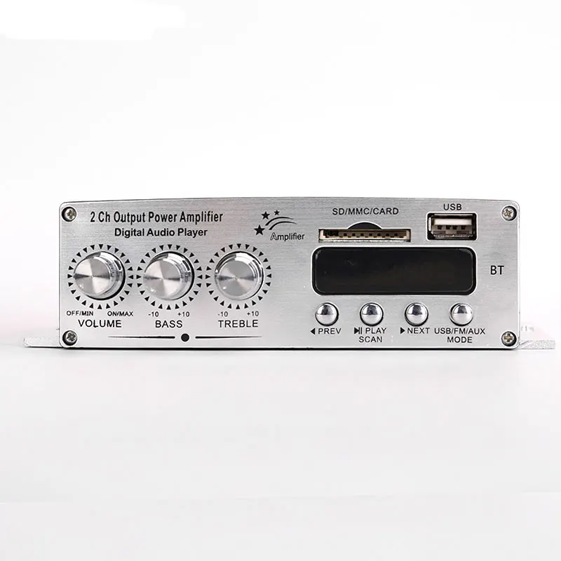 MA120 12V Bluetooth Power Amplifier 2CH 20W+20W FM Radio USB Reader for Motorcycle Car Audio
