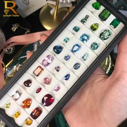 PU Diamond Jewelry Box Loose Diamond Jewellery Organizer Box Gemstone Beads Jewelry Packaging Tray Zircon Gift Box Showcase