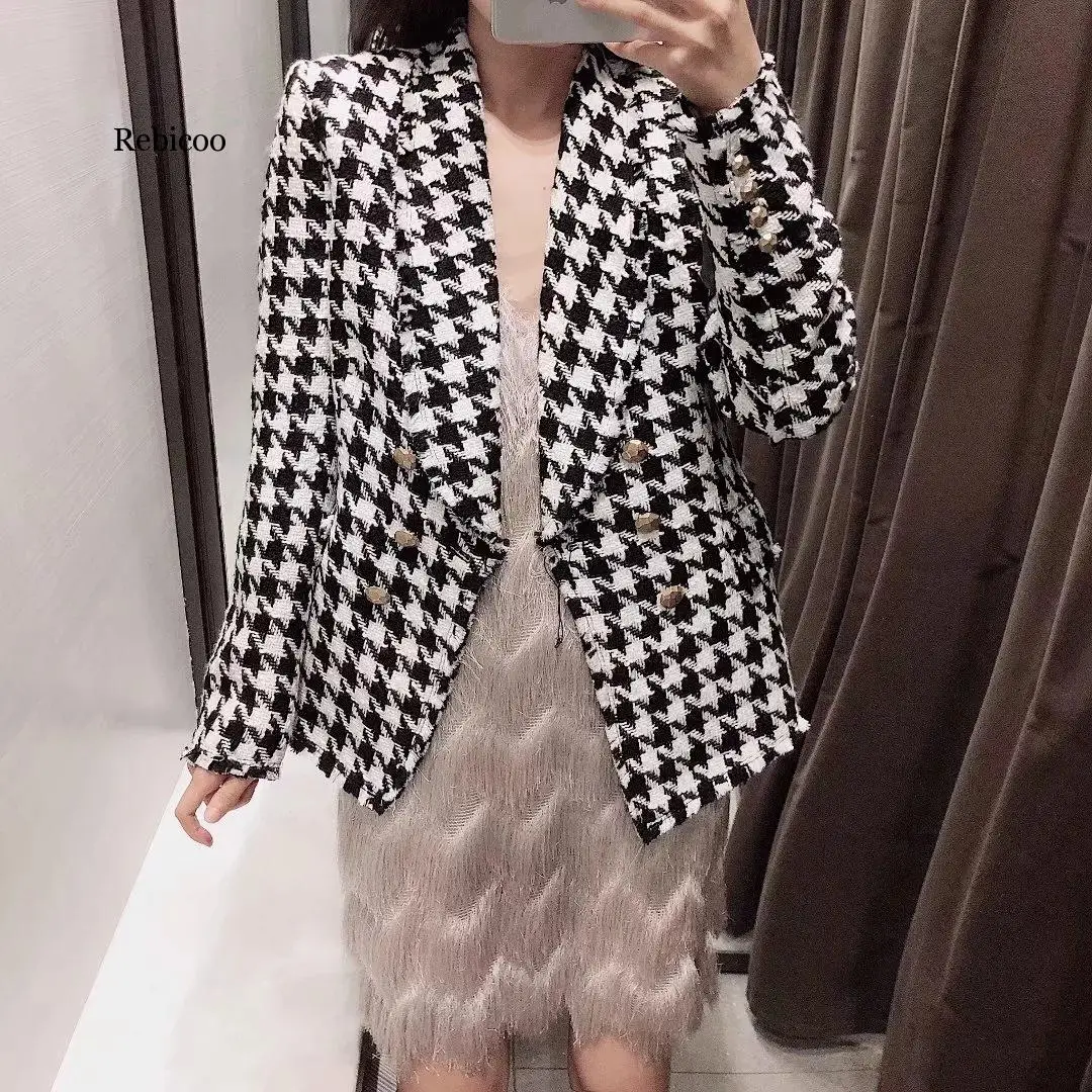 

Checked Office Lady Blazer Women Mini Dress Plaid Long Sleeve Oversized Jacket 2020 Spring Autumn Casual Streetwear Dresses