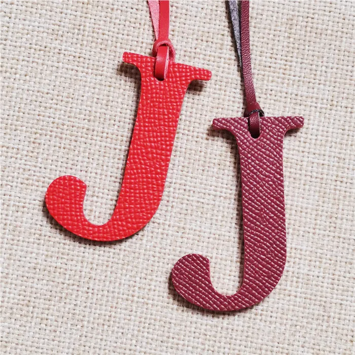 Leather English Letters Charm J Character Bag Pendant