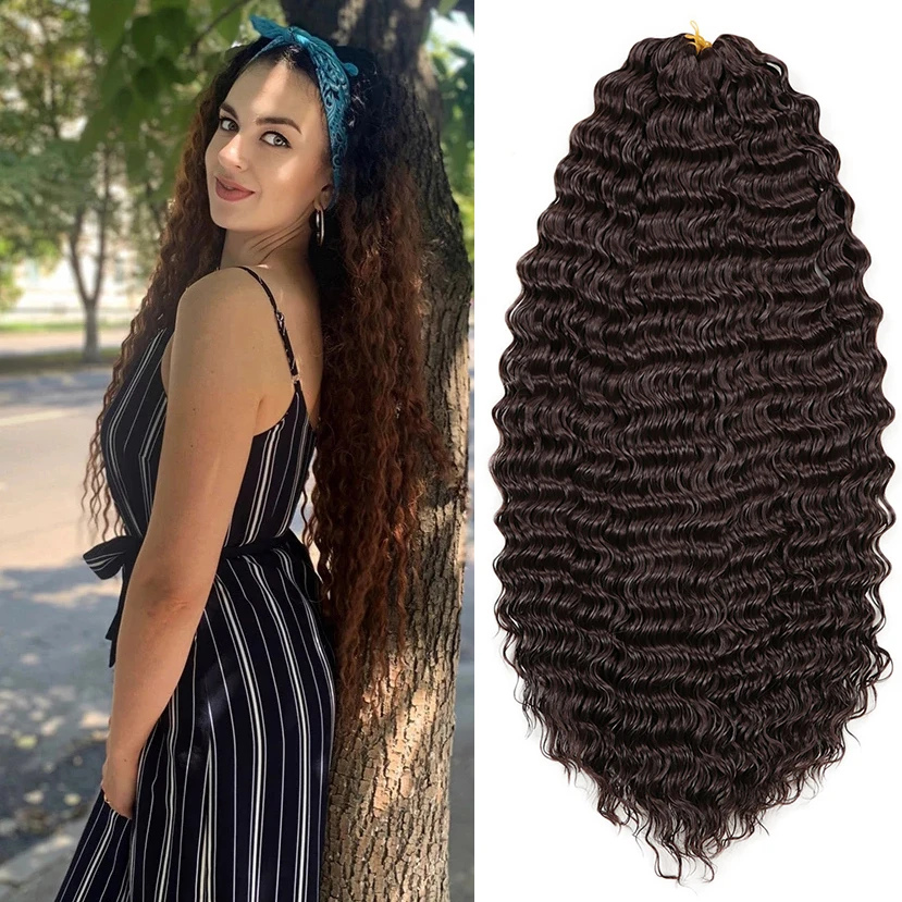 28Inch Water Wave Twist Crochet Hair Soft Natural Afro Curls Synthetic Deep Wave Twist Braids Hair Ombre Braiding Hair Extension