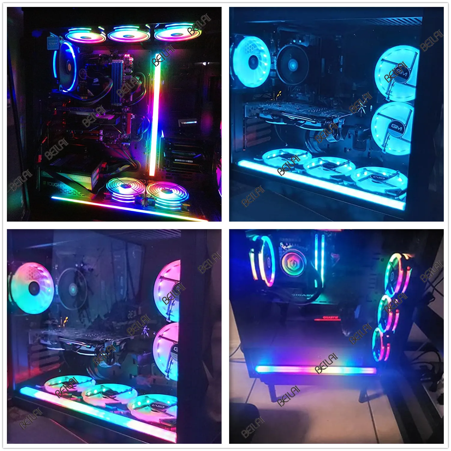 Imagem -06 - Chassi de Alumínio Endereçável do pc da Tira Clara do Diodo Emissor de Luz do Rgb de 5v 3pin com Lâmpada Multicolorida Magnética da Atmosfera da Cor para a Sincronização da Aura de Asus