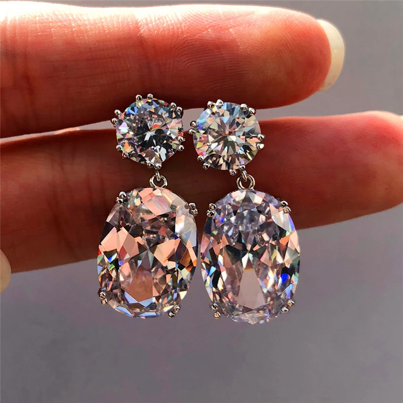 Huitan Simple and Elegant Design Women\'s Earrings 4 Colors Available Cubic Zirconia Dangle Earrings Female Fashion Accessories