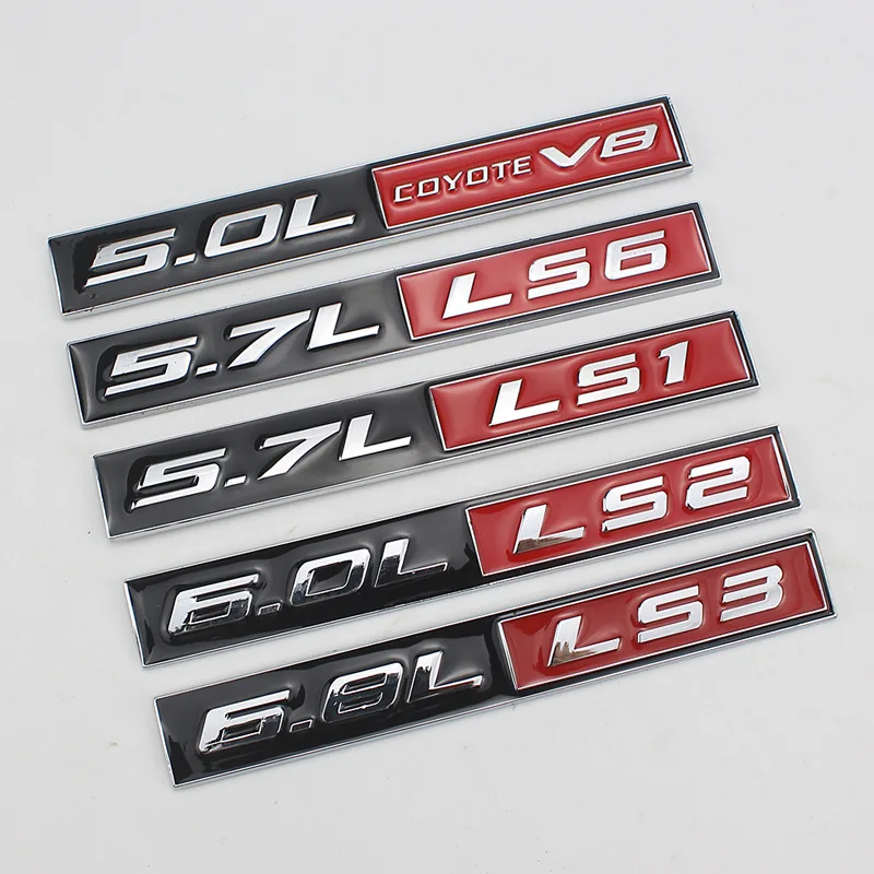 

1 Pcs 3D Metal HEMI 5.0L 5.7L 6.0L 6.8L LS3 Displacement Emblem Badge Sticker Car badge Rear sticker for Dodge 14CM*2CM