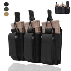 Tactical MOLLE Triple Magazine etui 9mm/5.56mm karabin pistolet Mag etui na M4 AR 15 AK Glock 17 19 M9 Nylon polowanie Mag torba