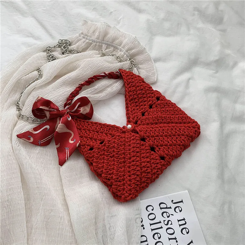 Bolso tejido para mujer, bolsa de mano de un solo hombro, con carácter, para vacaciones, novedad de verano, 2020