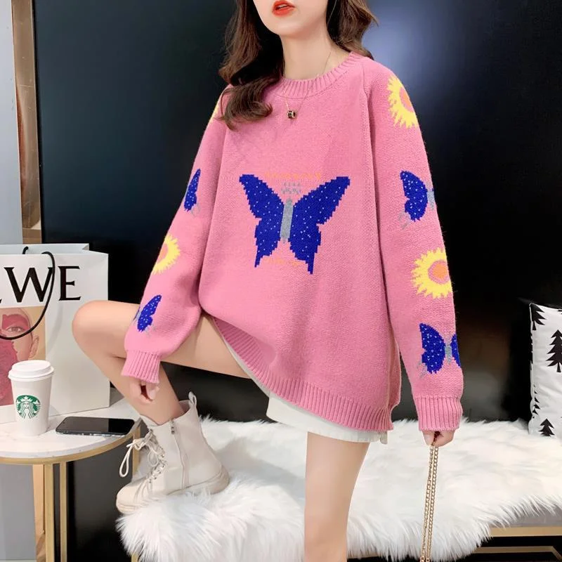 Autumn Pullover Women Sweaters Winter Loose Knit Embroidered Sweater Loose Women's Jumper