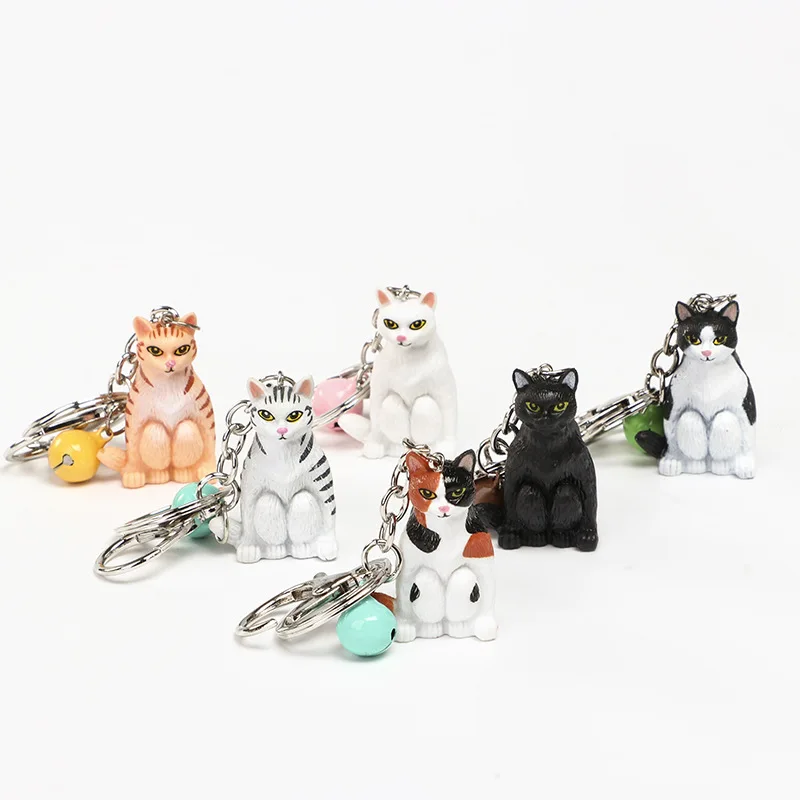 

2020 Cartoon Sitting Daze Cat Keychain Men Women Key Accessories Funny Expression Kitten Charms Bag Pendant Keyring Gift 6 Color