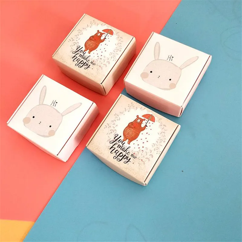 100pcs Small Paper Handmade Soap Boxes Flower Printed Party Present Gift Packaging Box Sweet Birthday Wedding Favor Boxes