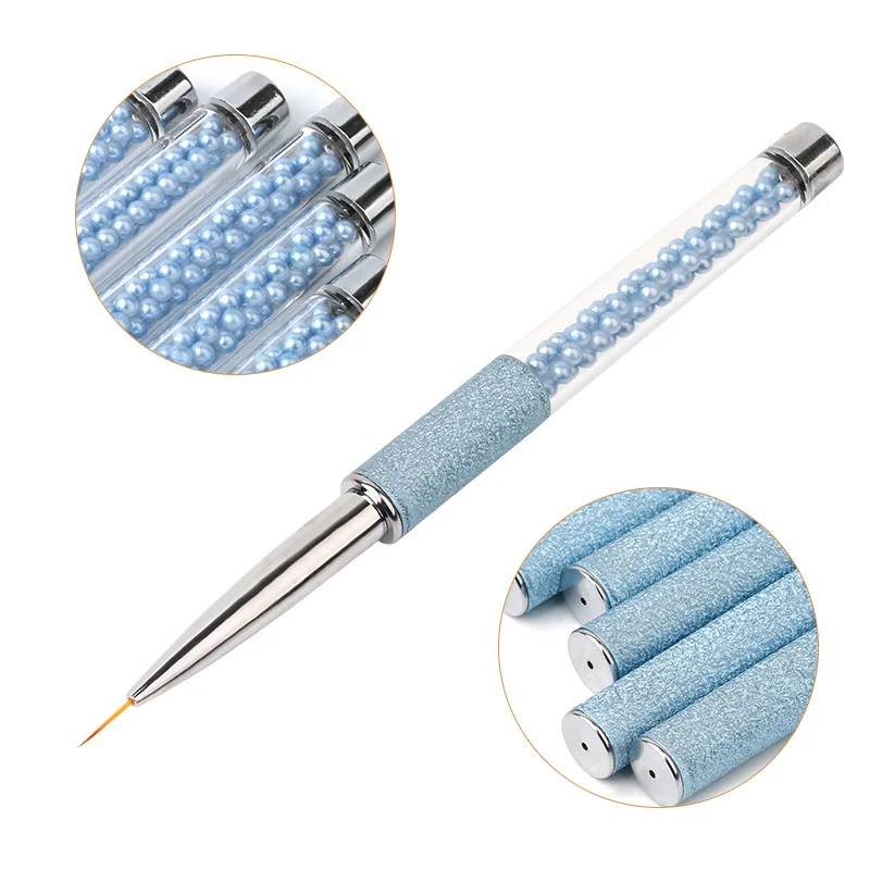 Blaue Perle Strass Acryl Nail Art Stift Tipps 3D Malerei Zeichnung Liner UV Gel Pinsel Maniküre Werkzeug für den professionellen Einsatz – Detail 5