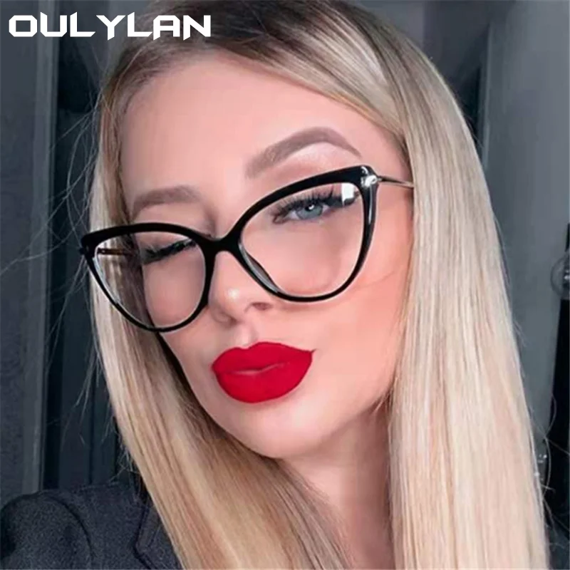 Oulylan Anti Blue Light Eyeglasses Frames Women  Vintage TR90 Glasses Frame Men Metal Optical Transparent Prescription Eyewear