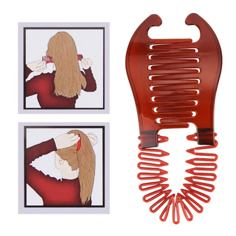 Interlocking Combs Hairclip French Side Combs Holder Vintage Style Bendable Plastic Updo Hair Clip Elastics Ties Hairdo Comb