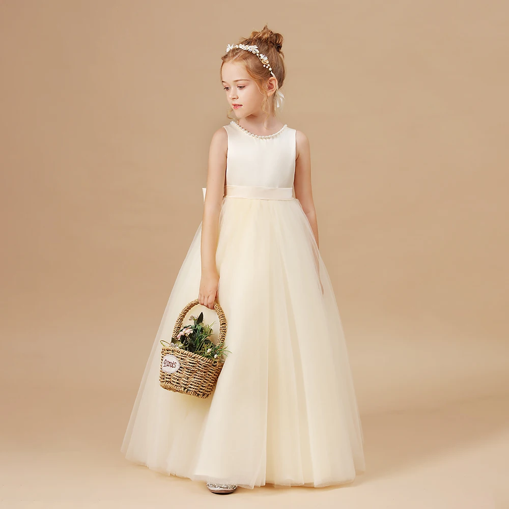 Floor-Length Flower Girl Dress For Kids Festivity Celebration Wedding Pageant Birthday Evening Party Ceremony Banquet Prom Event