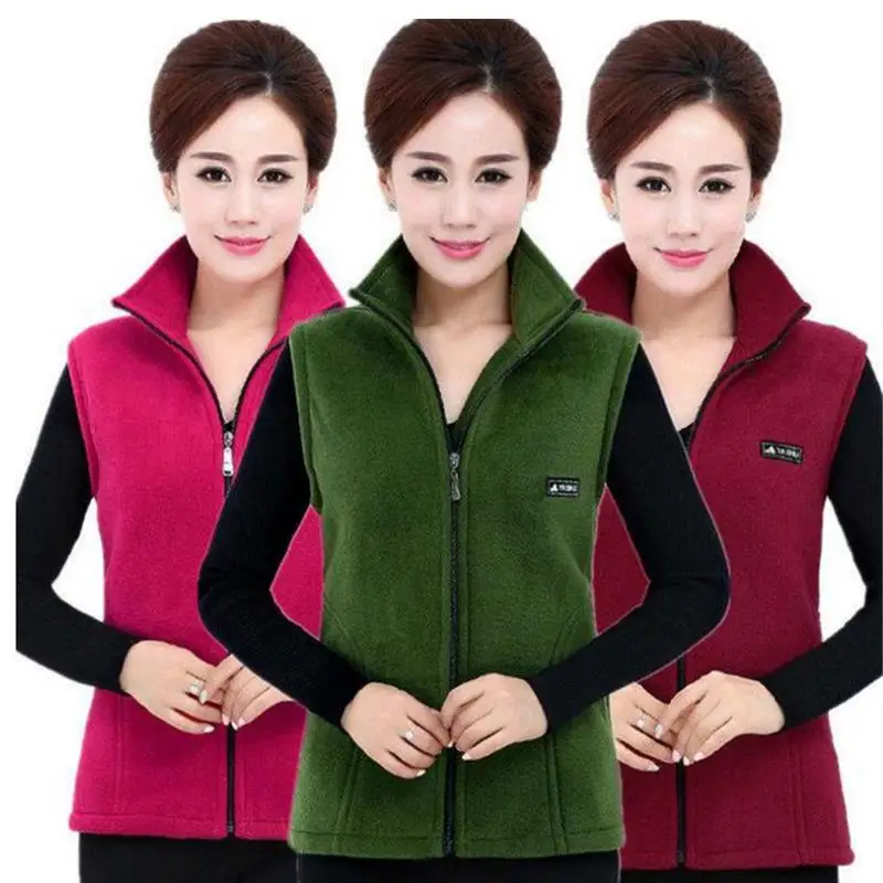 

Autumn mandarin collar Sleeveless Fleece Solid Women Vests Casual Jackets Ladies Fashion Zipper Waistcoat Female