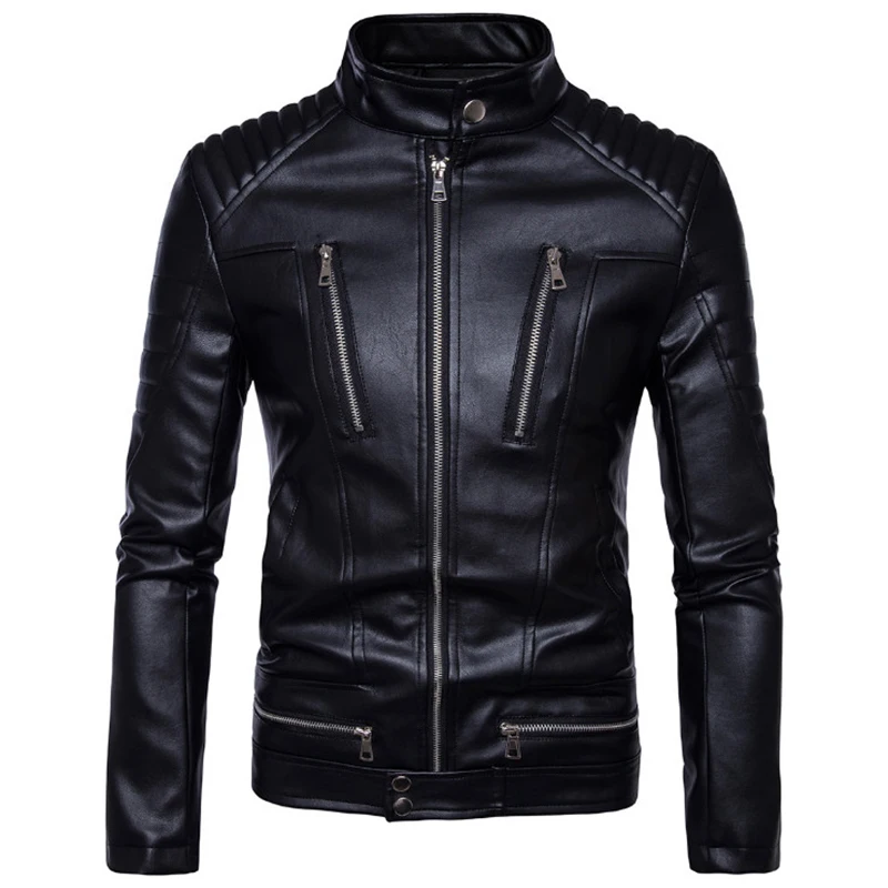 

AOWOFS Newest British Motorcycle Leather Jacket Men Classic Design Multi-Zippers Biker Jackets Male Bomber Leather Jackets Coats