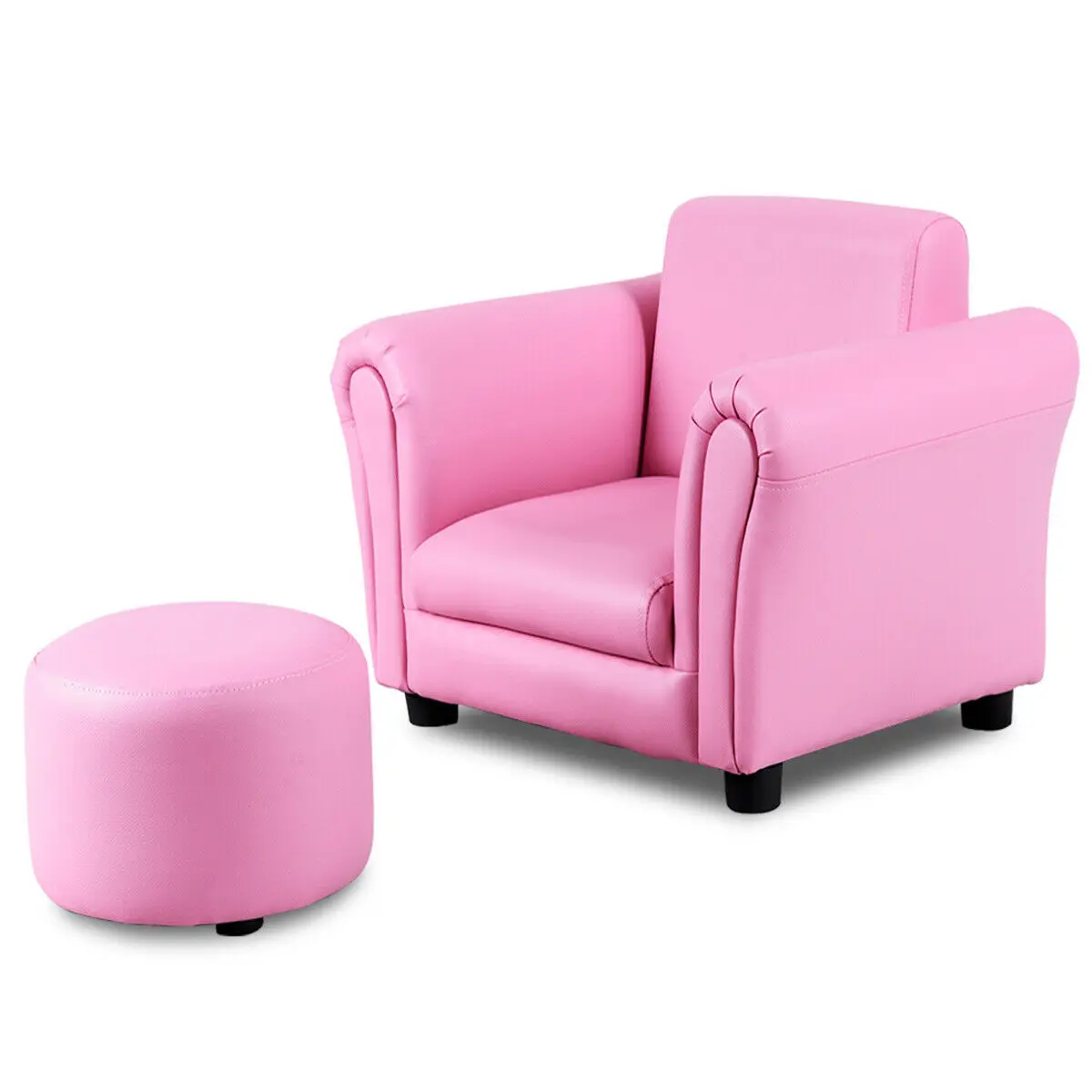 

Costway Pink Kids Sofa Armrest Chair Couch Children Toddler Birthday Gift w/ Ottoman