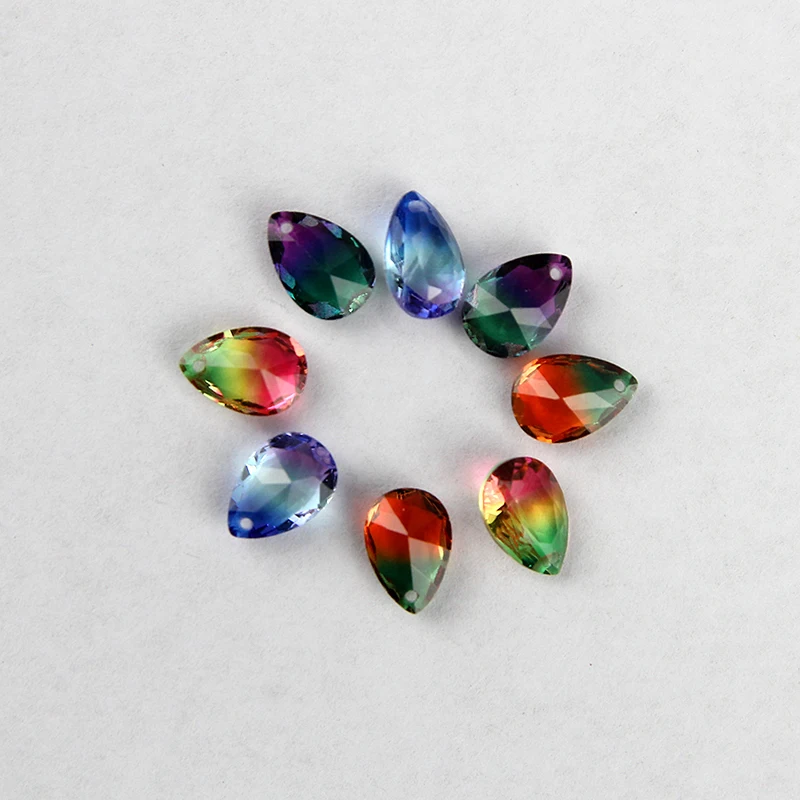 7*10 pear fancy stone water drop glass crystal teardrop shaped hole pendant Pointback Tourmaline rhinestone for earring making