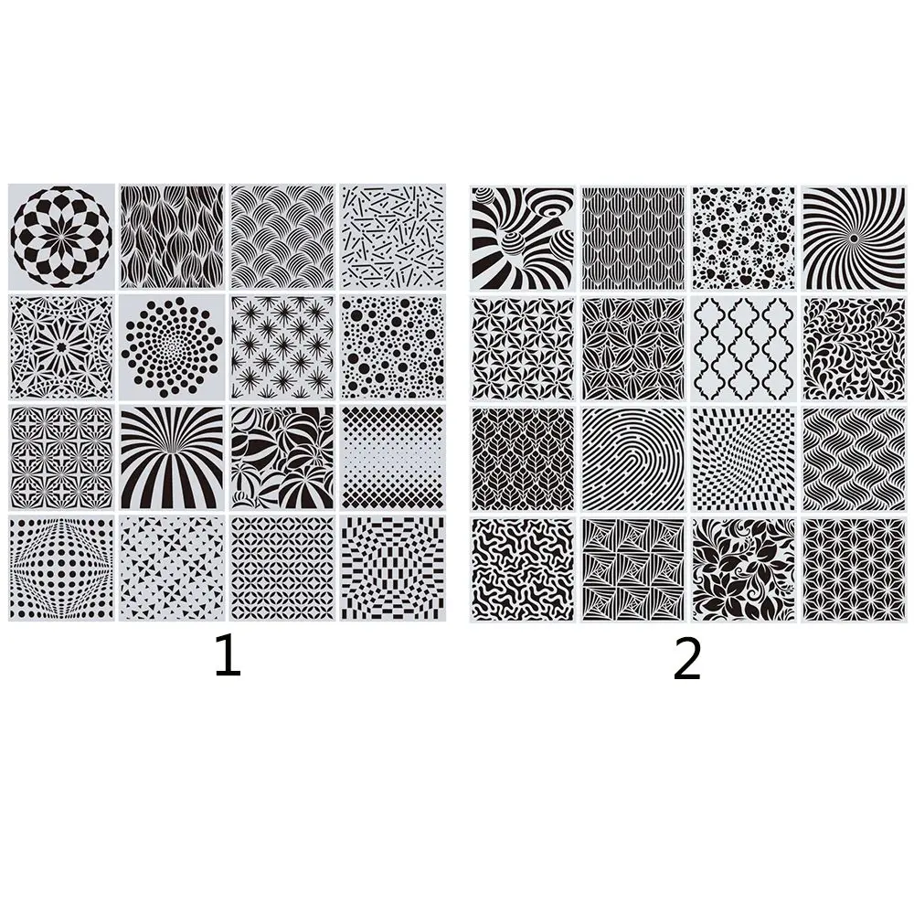 16 arkuszy nieregularne Hollow rysunek artystyczny wystrój podłogi DIY Spary do ozdabiania frontów mebli malowanie geometryczny szablon Mandala