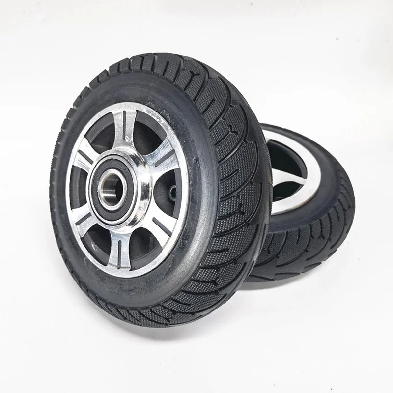 8-inch Aluminum Alloy Wheel Hub Solid Inflatable Whole Wheel Wear Resistant Quiet Engineering Cart Tire 2.50-4 Bearing 20mm