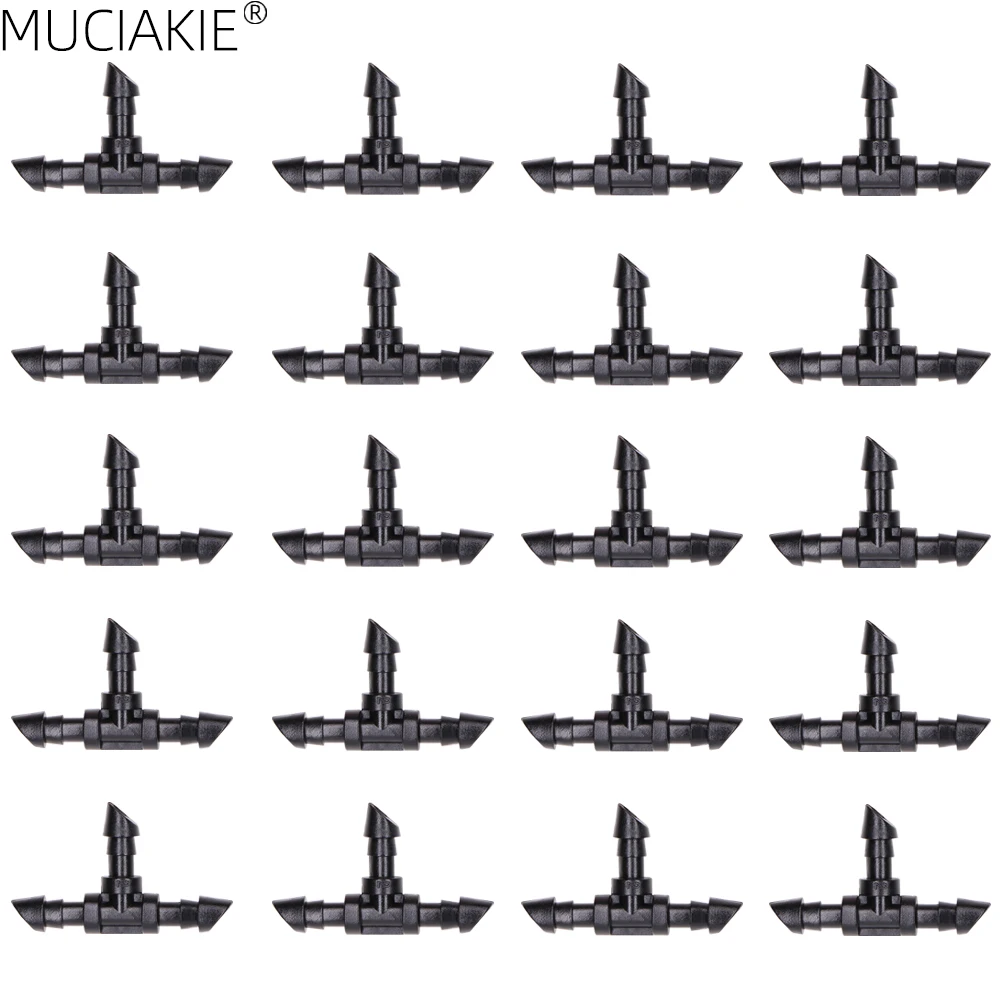 MUCIAKIE 20PCS 1/4'' or 6mm Plastic Barbed Tee Connector for Micro 1/4mm Hose Drip Irrigation Accessories Fittings Tube Adaptor