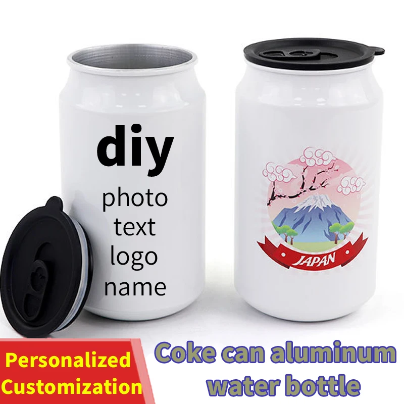 DIY Custom Printed Photo Text Logo Name Images Cola Can Type Metal Aluminum Water Cup Bottle Personalized Gifts Push-pull Lid