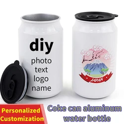 DIY Custom Printed Photo Text Logo Name Images Cola Can Type Metal Aluminum Water Cup Bottle Personalized Gifts Push-pull Lid