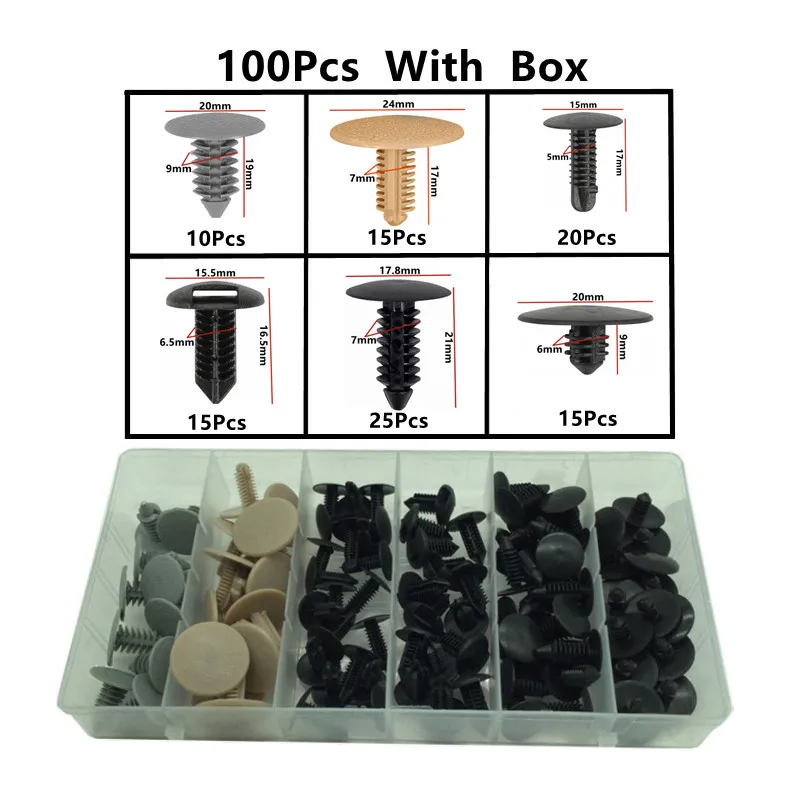 100Pcs/Box Auto Cover Mudguard Bumper Trim Base Fastener Clip For Hyundai Lafesta Moinca Encino Rohens Sonata NF Dn8 Repair Set