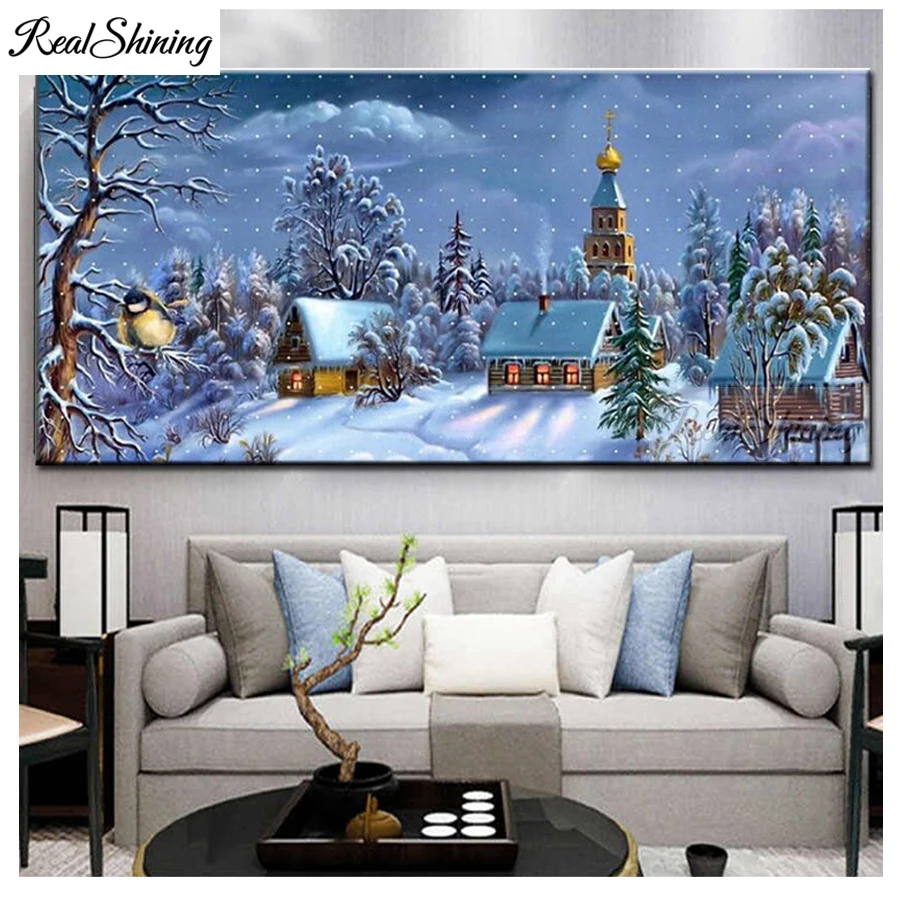 Winter Landscape Cabin 5d Diy Diamond Painting Large Mazayka Embroidery Rhinestone Full Square Round Drill Home Decoration F668