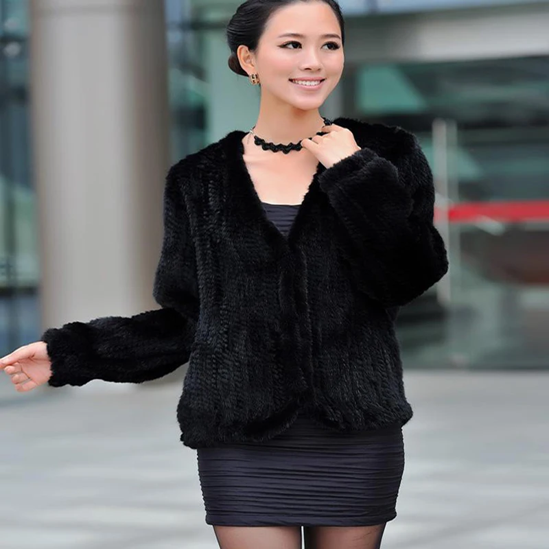 Autumn and winter fashion fur women\'s coat pure natural mink wool knitted cardigan