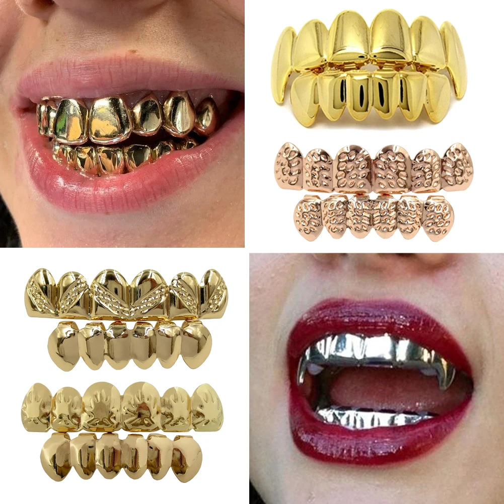 

Золотой хип-хоп вверх и снизу Grillz Зубная скоба Панк-рок Стоматологический рот Fang Grills Кепка вампира Косплей Вечеринка Рэпер Ювелирные изделия Подарок