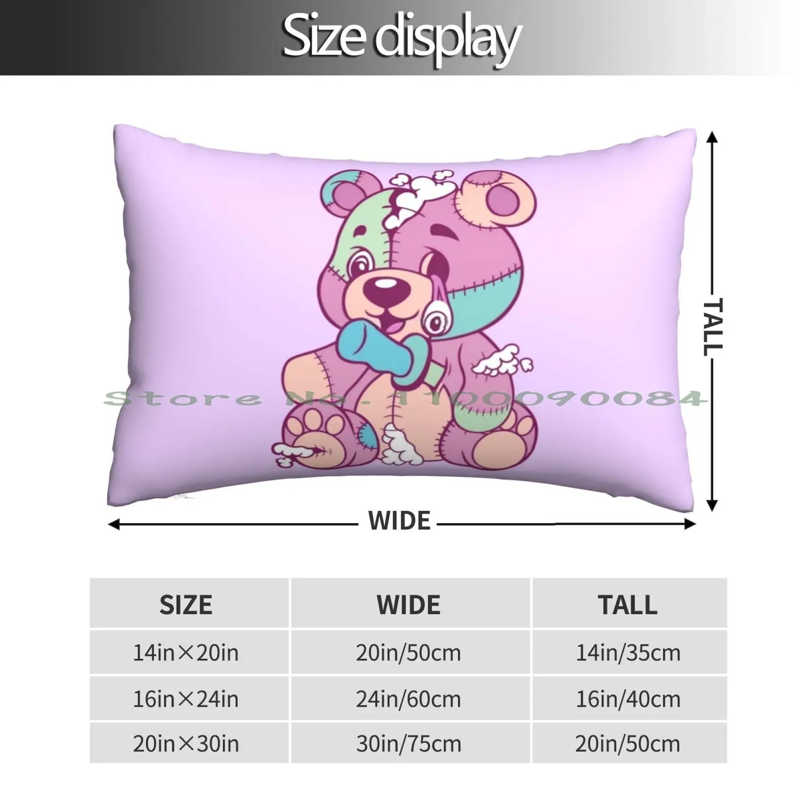 Creepy Kawaii Teddy Pillow Case 20x30 50*75 Sofa Bedroom Jesus Trained Wrestling Jesus Loves Winners Jesus Workout Just A Girl