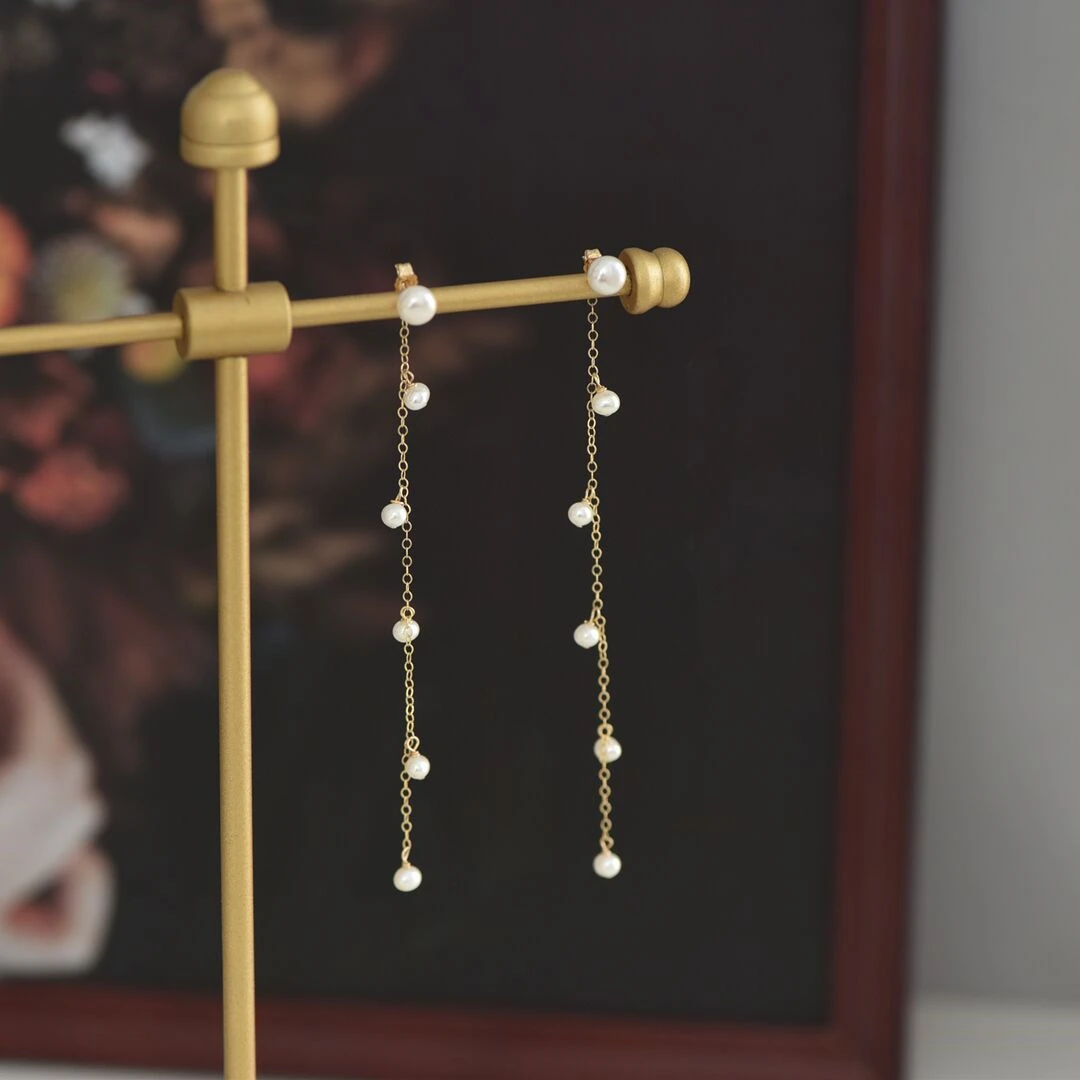 

Lii Ji 925 Sterling Silver Real Freshwater Pearl Tassels Simple Earring Double Way to wear Geniune Pearl Jewelry