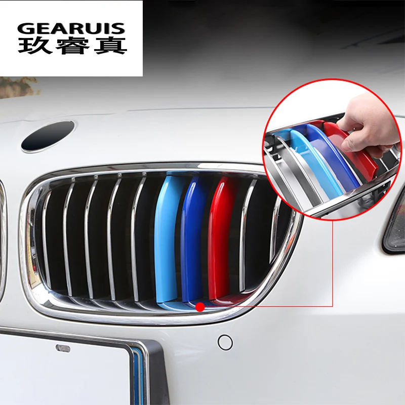 Car Styling For BMW X5 x6 E70 E71 F15 F16 Accessories Head Front Grille For M Sport Stripes Grill Covers Cap Frame Auto Stickers