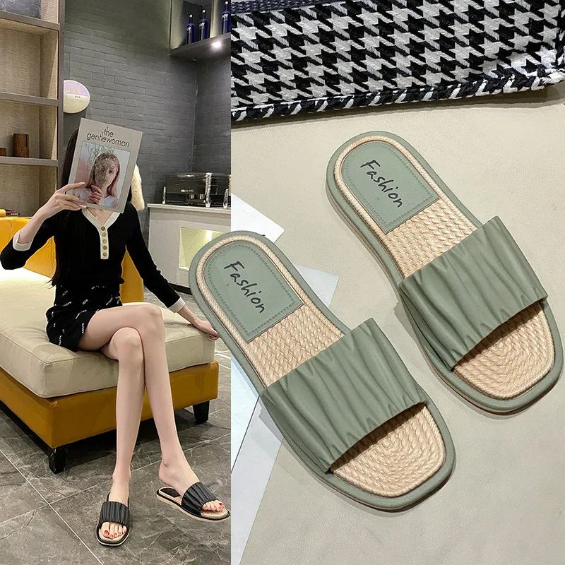 Slippers Female Summer Cute Girl Heart One-word  Slippers for Outer Wear Indoor Home New Soft Bottom Sandals and Shoes