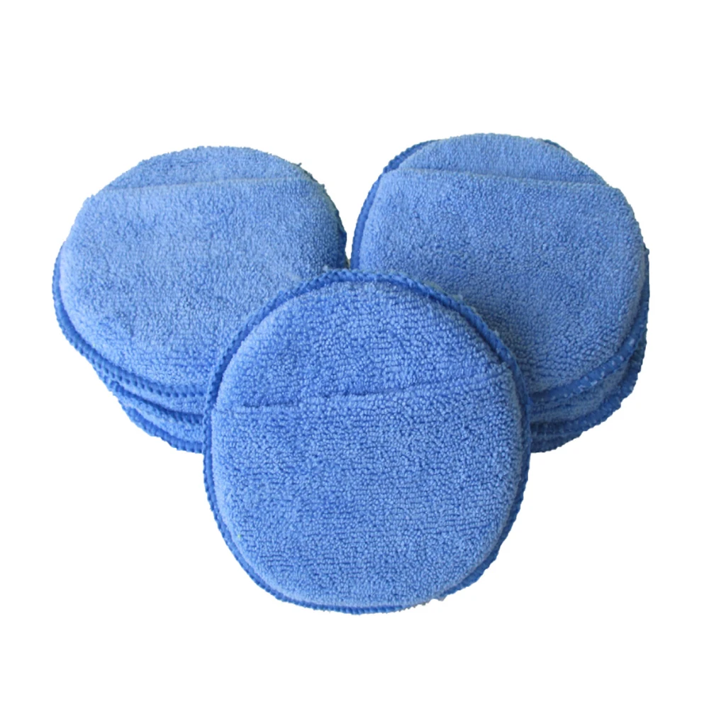 10 Pcs 5นิ้วแว็กซ์ขัดสี Care Buff แผ่น Microfiber Wax Applicator แผ่นฟองน้ำลายนิ้วมือ