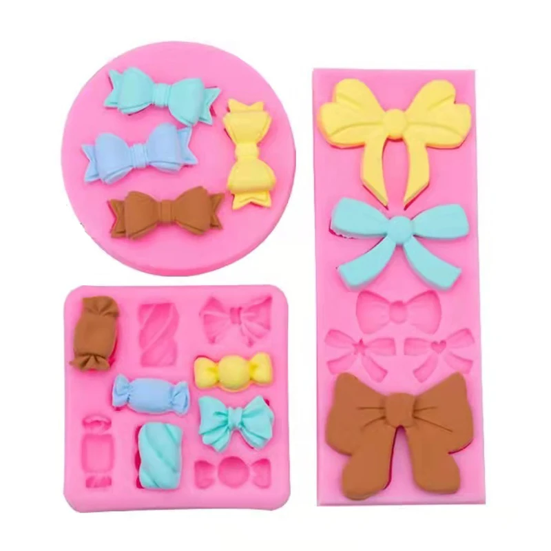 Candy Bowknots Silicone Molds Chocolate Fondant Cake Decorating Tools Baby Birthday Cupcake Topper Candy Polymer Clay Moulds