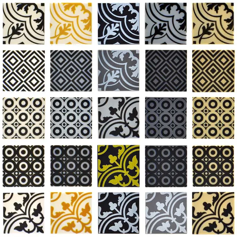 Customized Print Floor Tiles 2x2 stud Building Blocks Stitching Marble Pattern Bricks Parts for City House Toys