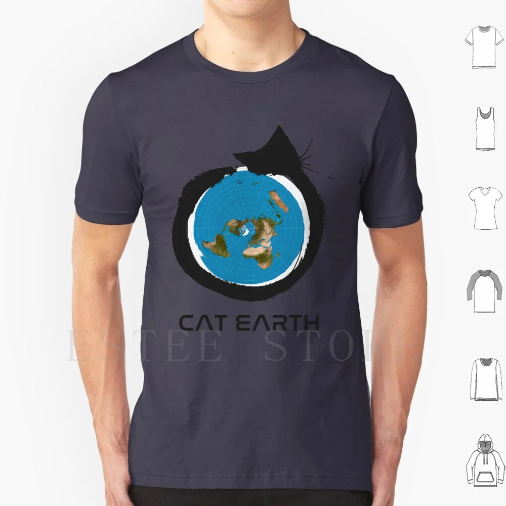 

Flat Earth Designs-Cat Earth T Shirt Men Cotton 6xl Flatearth Flat Earth Space Research Logo Map Azimuthal Projection