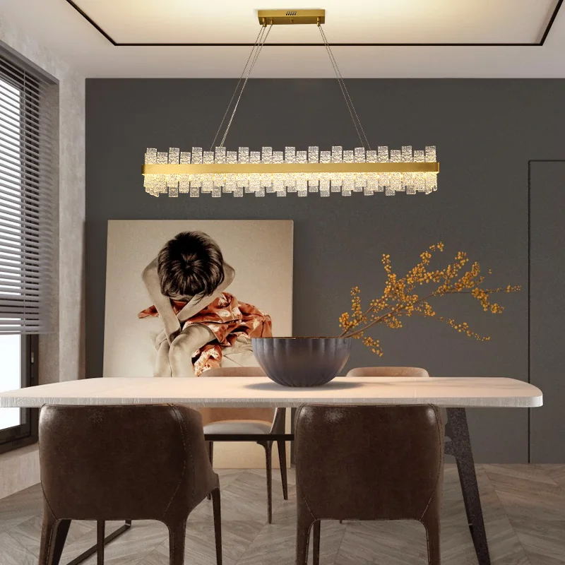 Lámpara colgante LED plateado regulable para comedor, iluminación artística de diseño dorado, Lustre, luminaria de suspensión