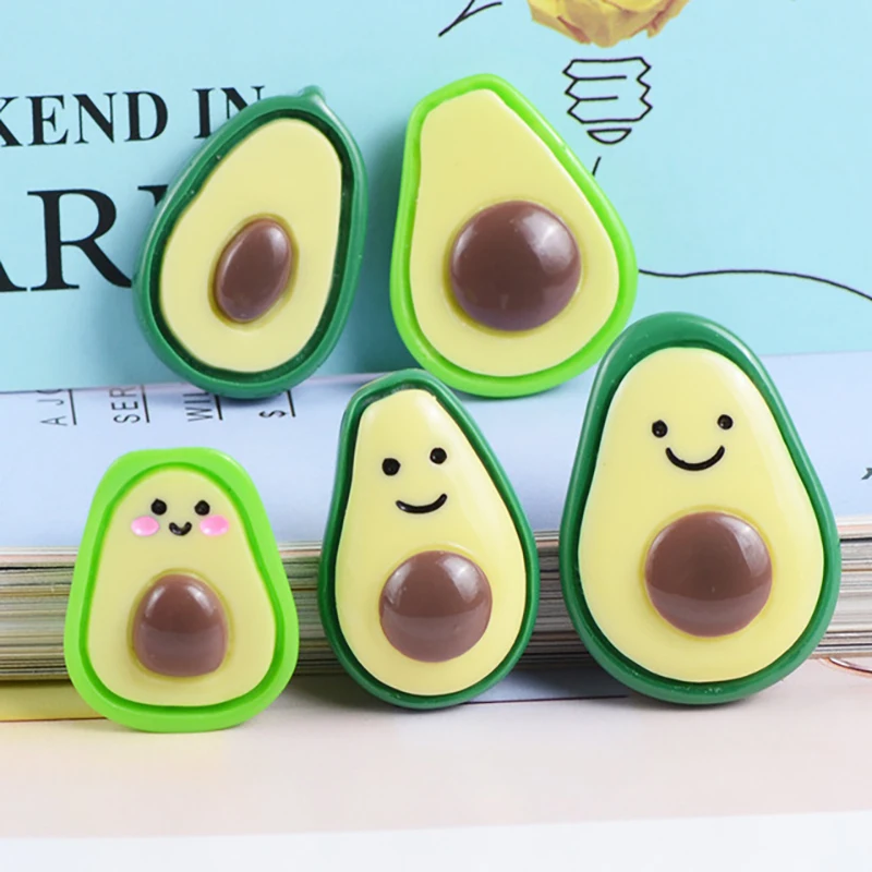 20Pcs Nette Cartoon Avocado Harz Ornamente Handgemachte DIY Handwerk Liefert Telefon Shell Patch Materialien Decor Mädchen Haar Zubehör