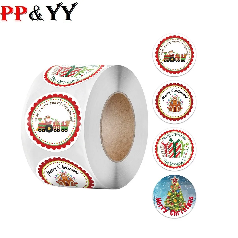 Merry Christmas Stickers Christmas Tree Elk Candy Bag Sealing Sticker Christmas Gift Box Label New Year Christmas Decorat