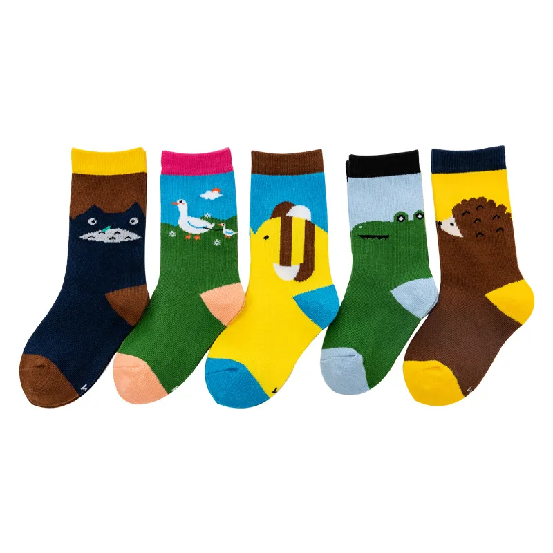 

2021 Spring Autumn New 5 Pairs/lot Baby Socks Cotton Cartoon Animal Design 5 Pairs Kids Boys Girls Socks