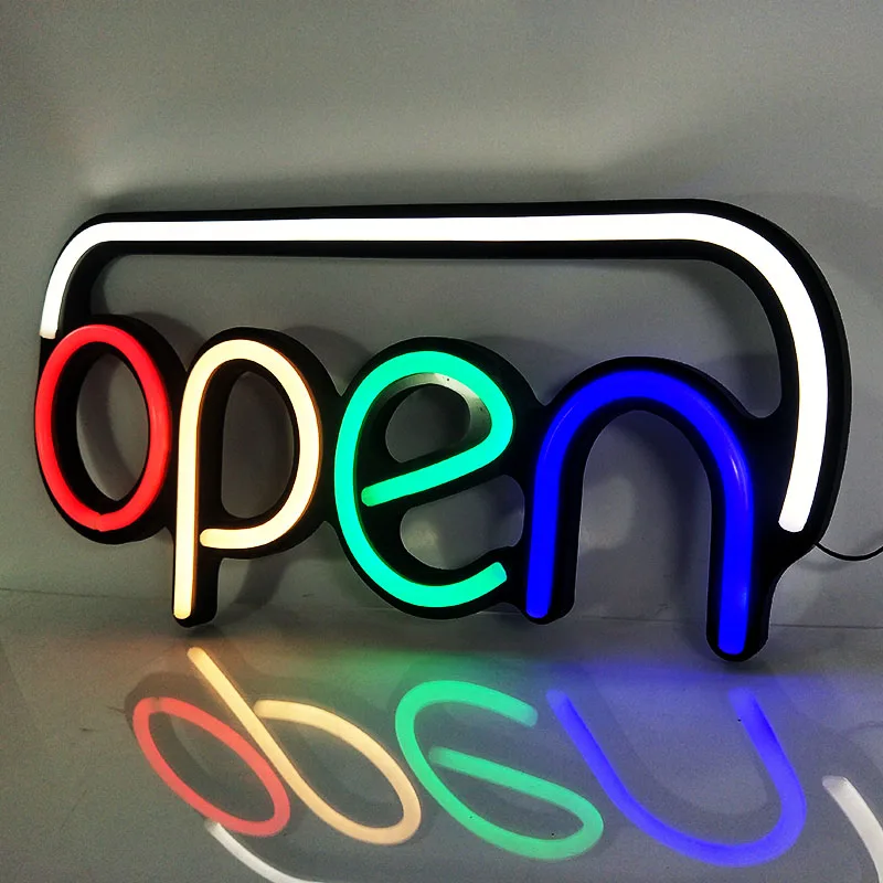 OPEN Business RGB Sign Neon Light LED Shop Store Window Displaying Hanging Chain Restaurant Door Bar Visual Sign Lamp